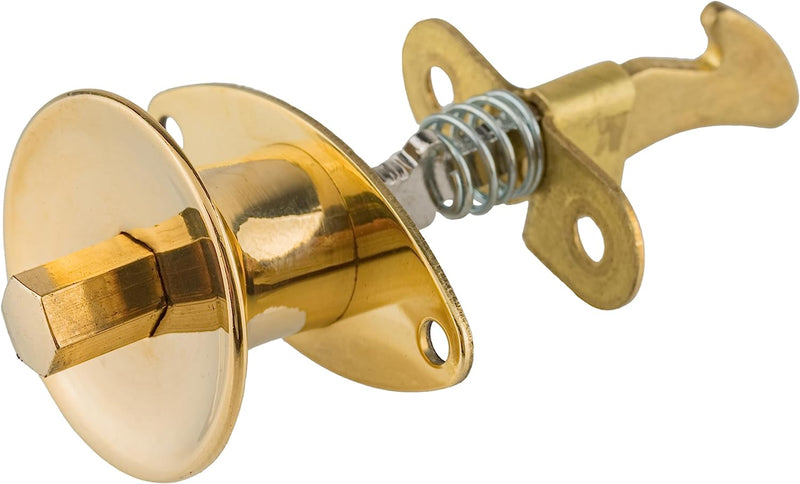 Round Stamped Brass Push Button Cabinet Door Knob with Latch