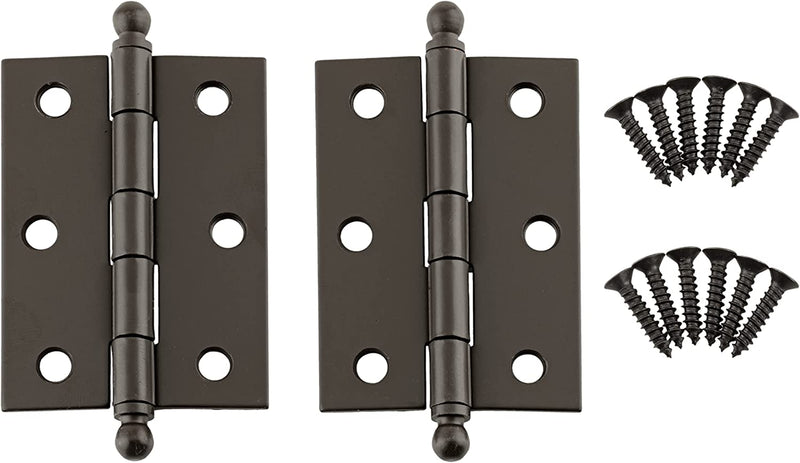 Large Oil Rubbed Bronze Butt Hinges with Ball Finials | Pack of 2