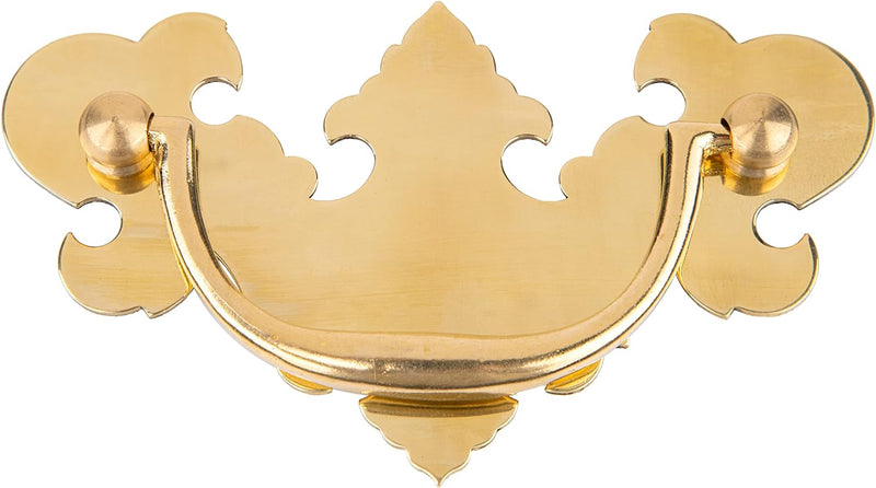 Chippendale Polished Brass Drawer Bail Pull | Centers: 3" | Handle for Antique Cabinet Door, Dresser Drawer, Desk | Reproduction Furniture Hardware