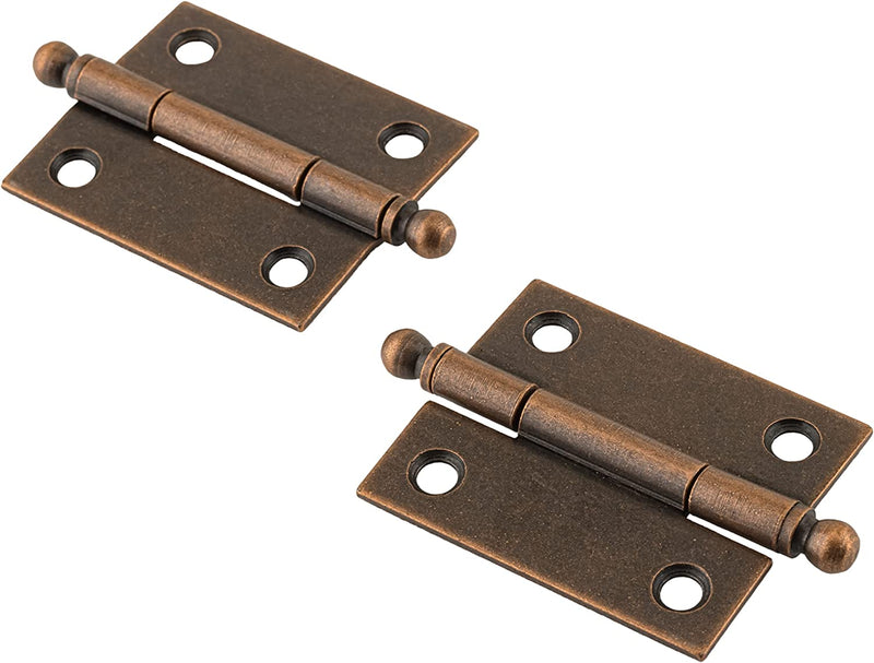 Medium Antique Copper Butt Hinges with Ball Finials | Pack of 2