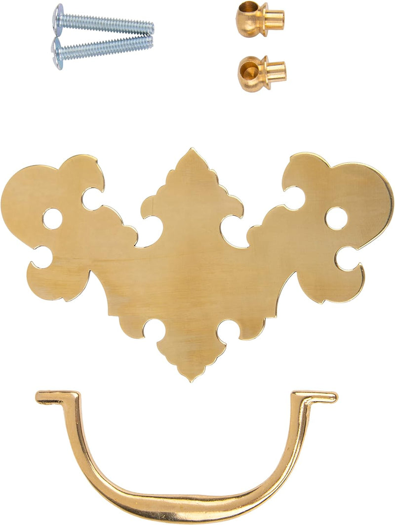 Chippendale Polished Brass Drawer Bail Pull | Centers: 3" | Handle for Antique Cabinet Door, Dresser Drawer, Desk | Reproduction Furniture Hardware