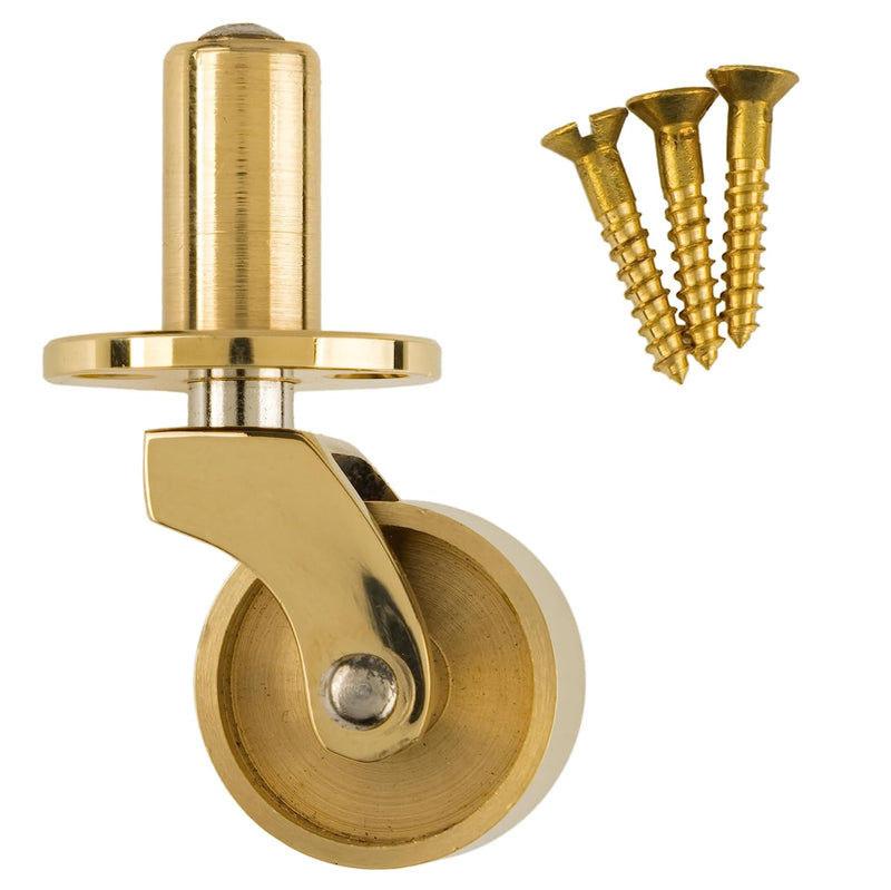 Small Solid Brass Furniture Caster Wheel | Diameter: 3/4"