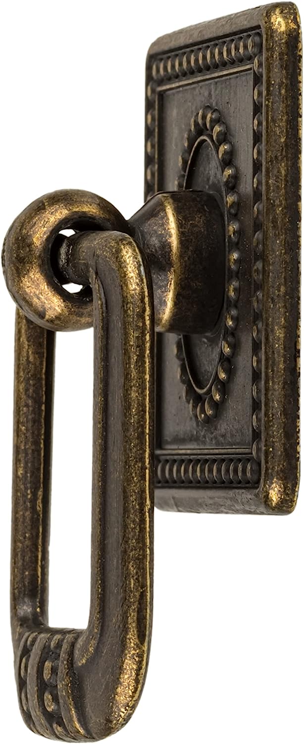Federal Style Square Antique Brass Finished Drop Pull