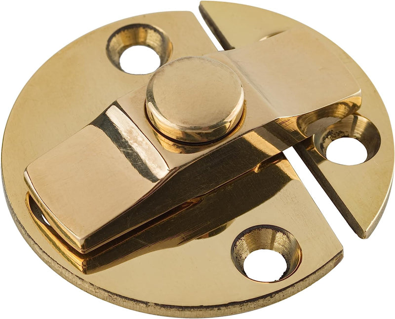 Cast Brass Turn Button Door Latch with Back-plates | Base Diameter: 1-1/2"