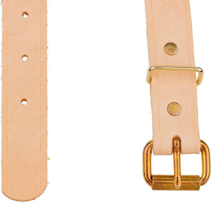 White Leather Trunk Strap with Brass Plated Buckle & Keeper | 60" Long x 1" Wide