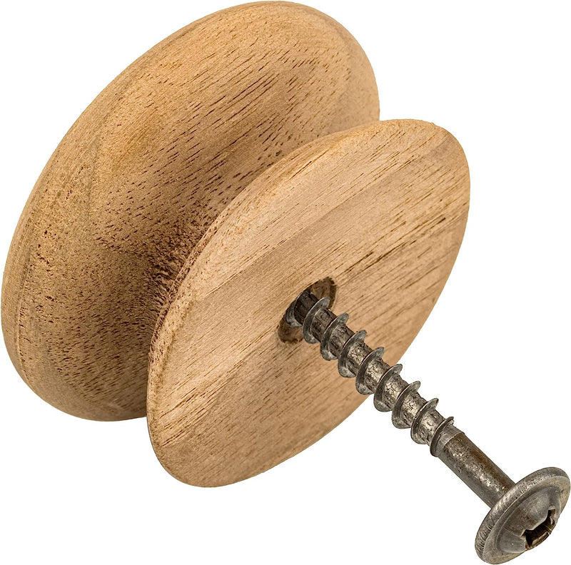 Walnut Wood Knob with Wide Base | Diameter: 2"