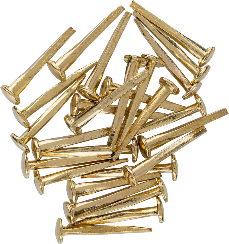 Brass Plated Steel Trunk Tacks | 1" Long | Pack of 110 Nails Approx. | Decorative Antique Vintage Furniture Pins