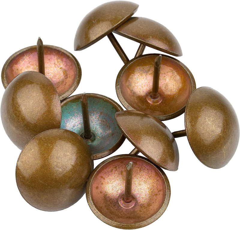 French Natural Finished Round Head Upholstery Tacks | 1" Diameter × 5/8" Long | Pack of 10