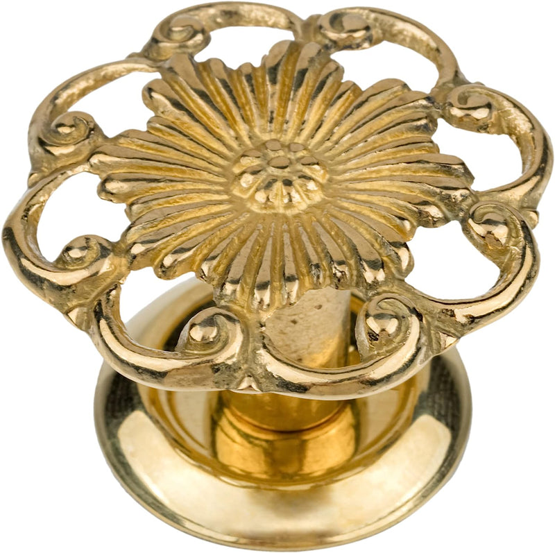 Victorian Flower Center Cast Brass Knob | Diameter: 1-1/4"