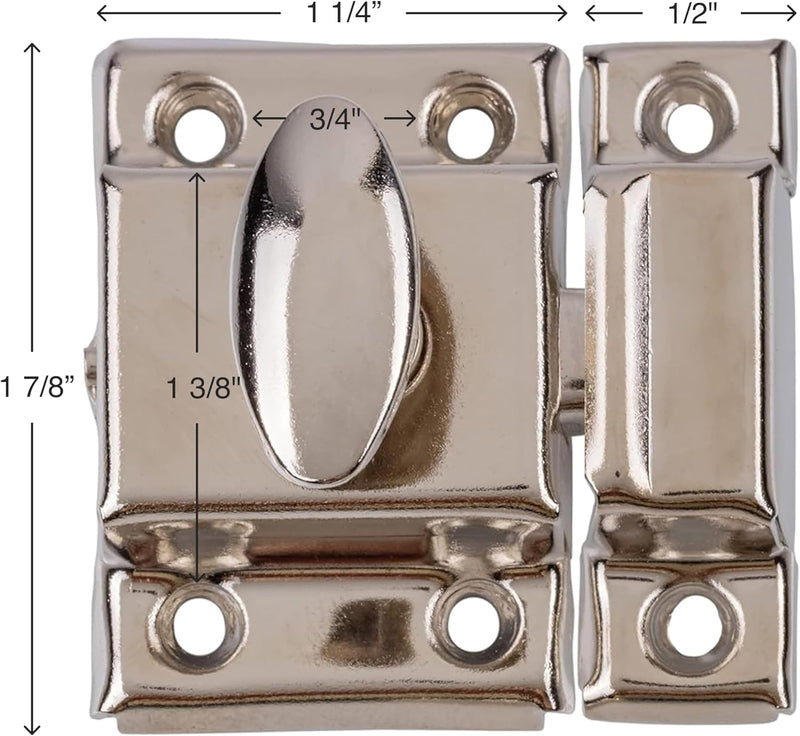 Classic Small Oval Turn Nickel Stamped Cabinet Latch