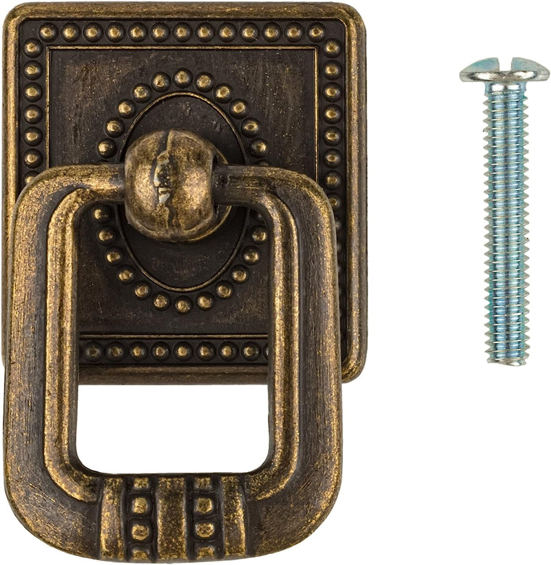Federal Style Square Antique Brass Finished Drop Pull