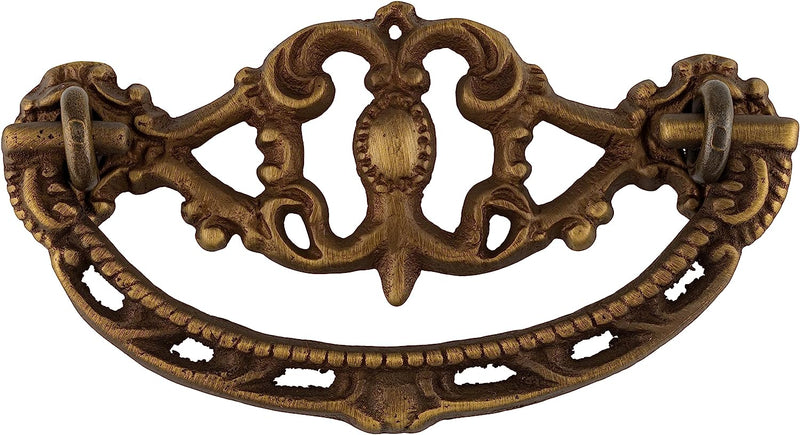 Victorian Era Ornamental Antiqued Brass Drawer Bail Pull | Centers: 3"