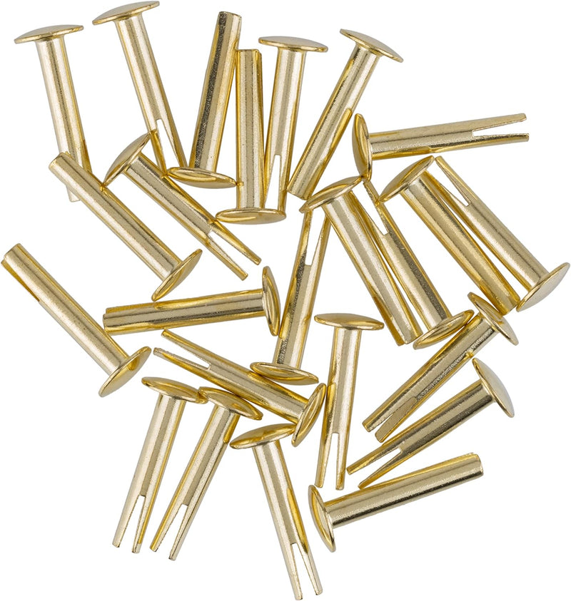 Split Rivets Brass Plated Steel | 7/8" Long | Pack of 50 Rivets