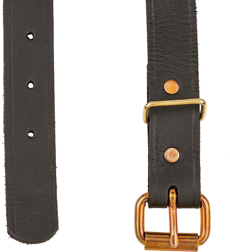 Black Leather Trunk Strap with Brass Plated Buckle & Keeper | 60" Long x 1" Wide