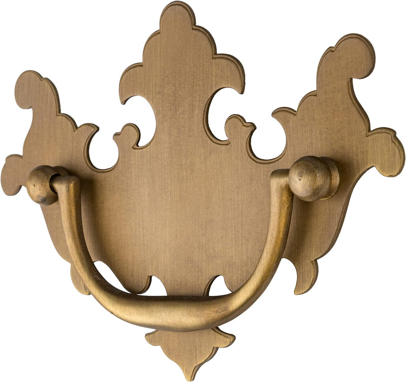 Chippendale Medium Antiqued Brass Drawer Bail Pull | Centers: 3" | Handle for Antique Cabinet Door, Dresser Drawer, Desk | Reproduction Furniture Hardware