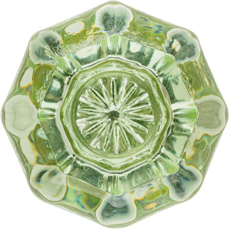 Octagonal Pale Green Glass with Brass Base Knob | Diameter:  1-1/4"