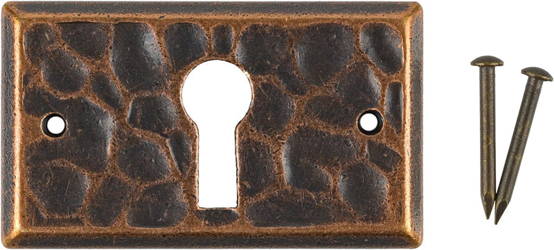 Mission Hammered Cast Brass Decorative Keyhole Cover | 1" x 1-5/8"