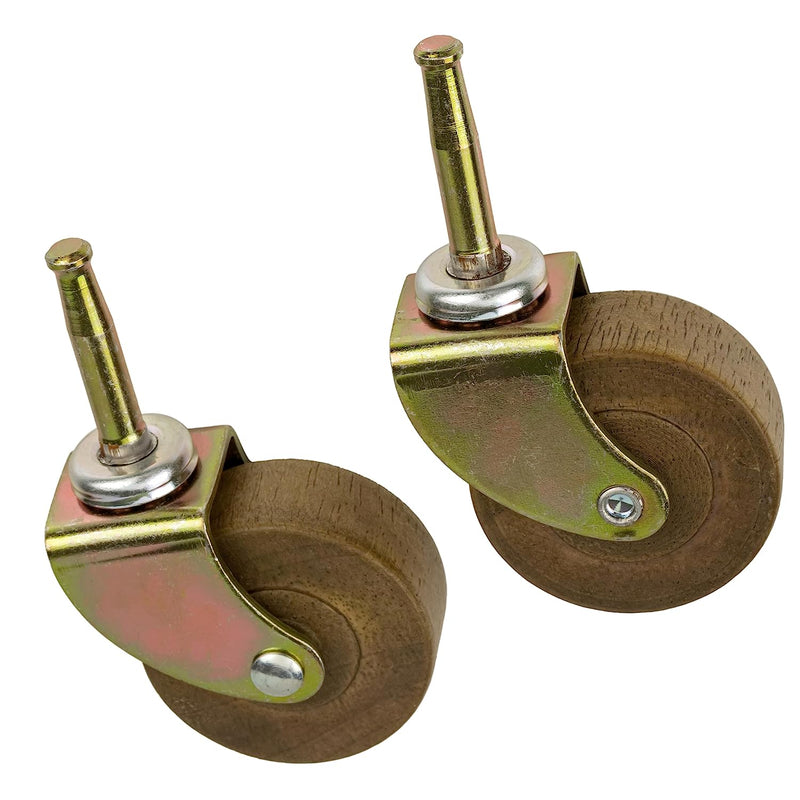 Large Furniture Caster Wood Wheel with Brass Plated Steel Fork