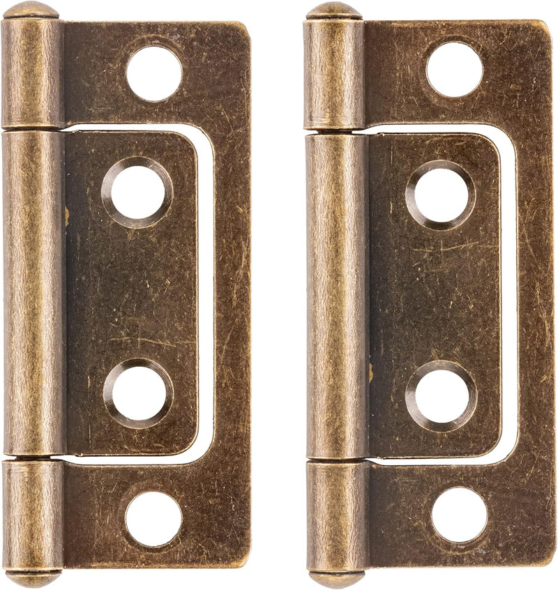 Antique Brass Plated Non-Mortise Hinge | 2" High x 11/16" Wide