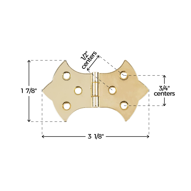 Brass Plated Butterfly Flap Hinge | 3-1/8" Wide x 1 7/8" High