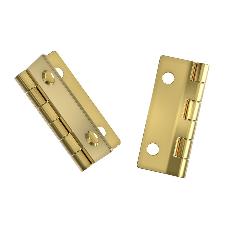 Bright Brass Plated Heavy Butt Hinge | 2" High x 1-1/2" Wide