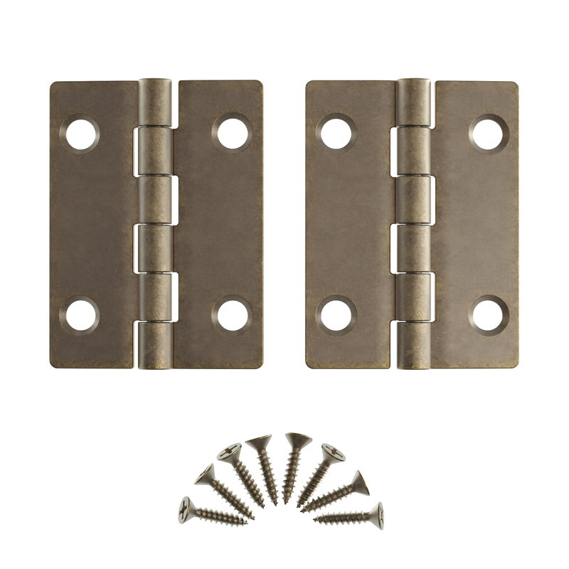 Antique Brass Finished Butt Hinge with Tight Pin | 2" High x 1-1/2" Wide