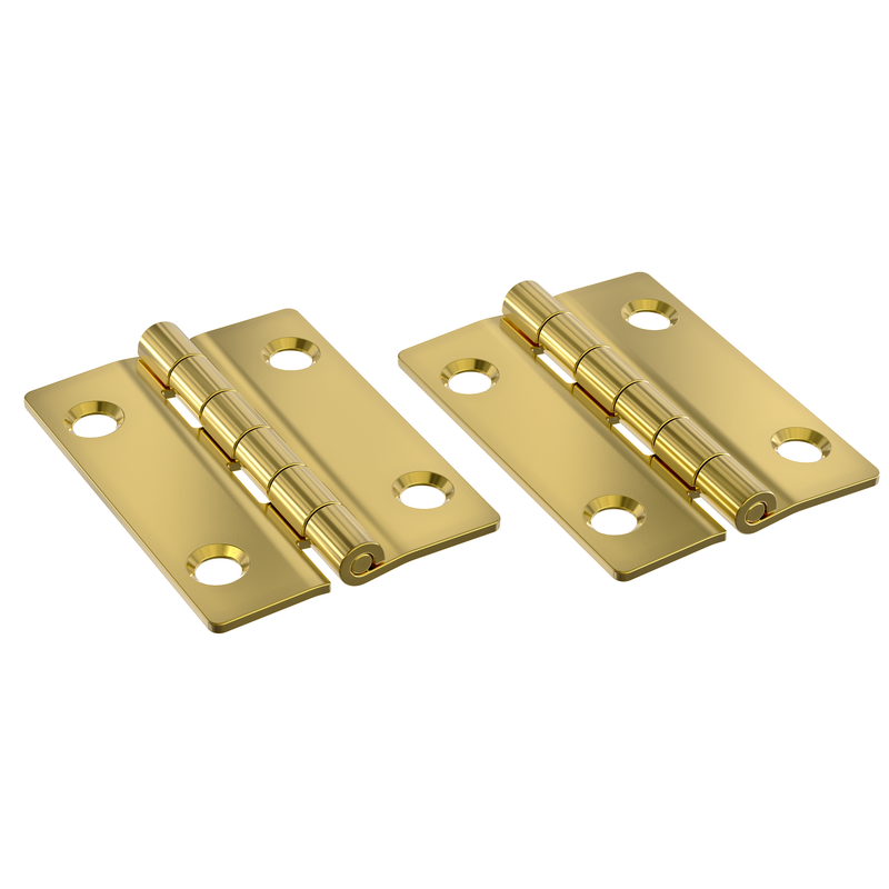 Bright Brass Plated Heavy Butt Hinge | 2" High x 1-1/2" Wide