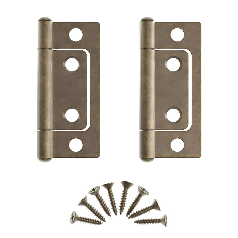 Antique Brass Plated Non-Mortise Hinge | 2" High x 11/16" Wide