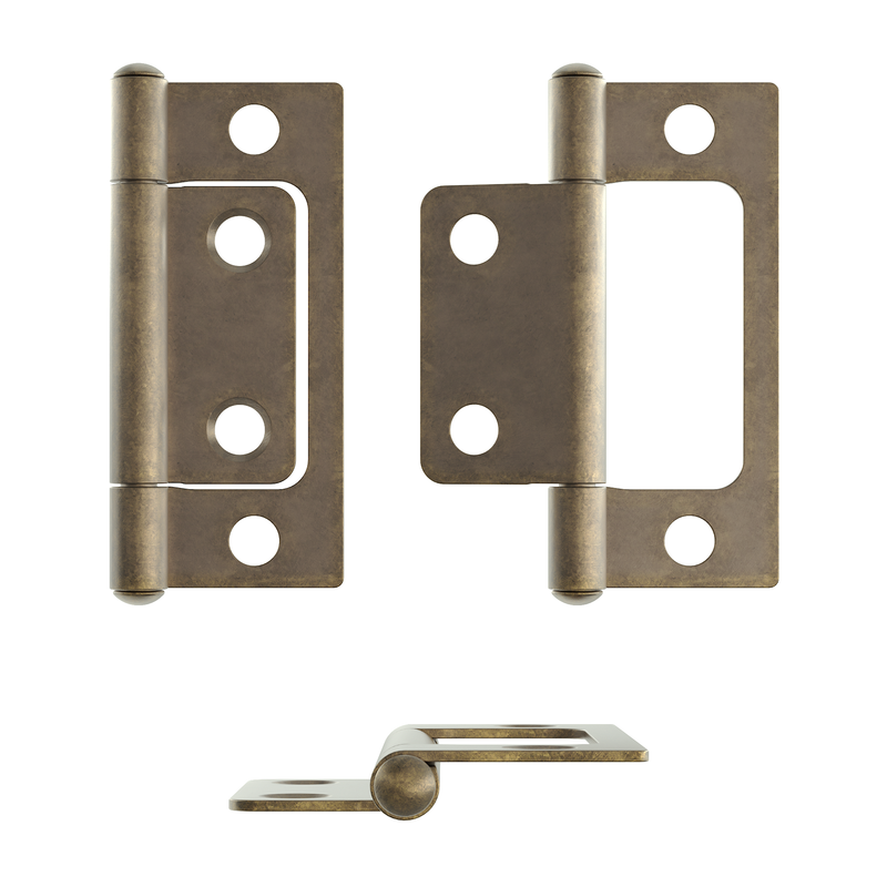 Antique Brass Plated Non-Mortise Hinge | 2" High x 11/16" Wide