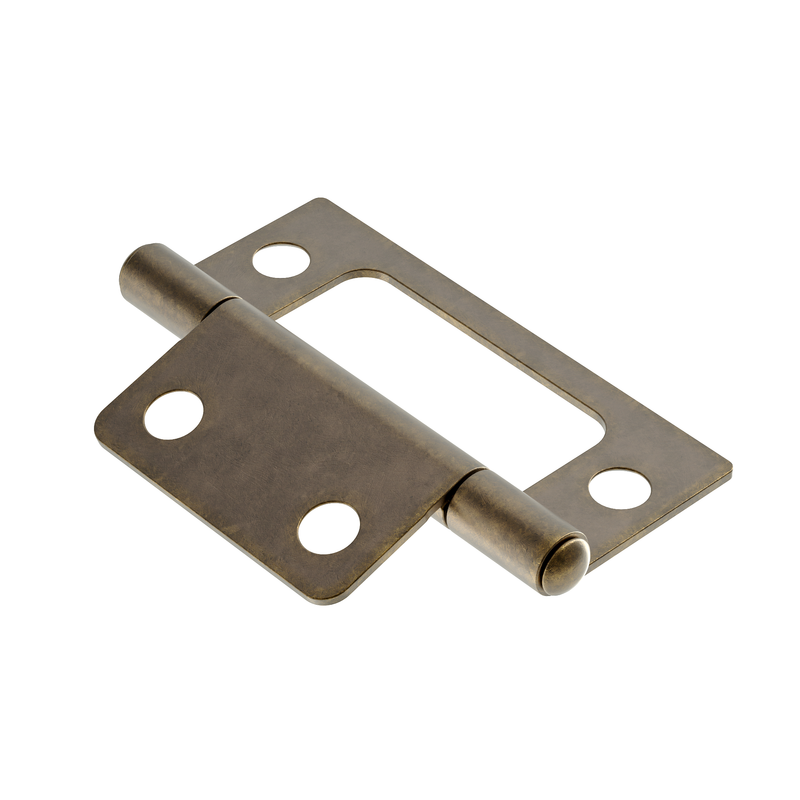 Antique Brass Plated Non-Mortise Hinge | 2" High x 11/16" Wide