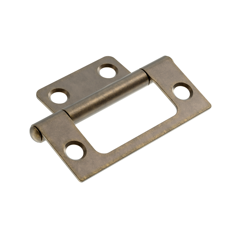 Antique Brass Plated Non-Mortise Hinge | 2" High x 11/16" Wide