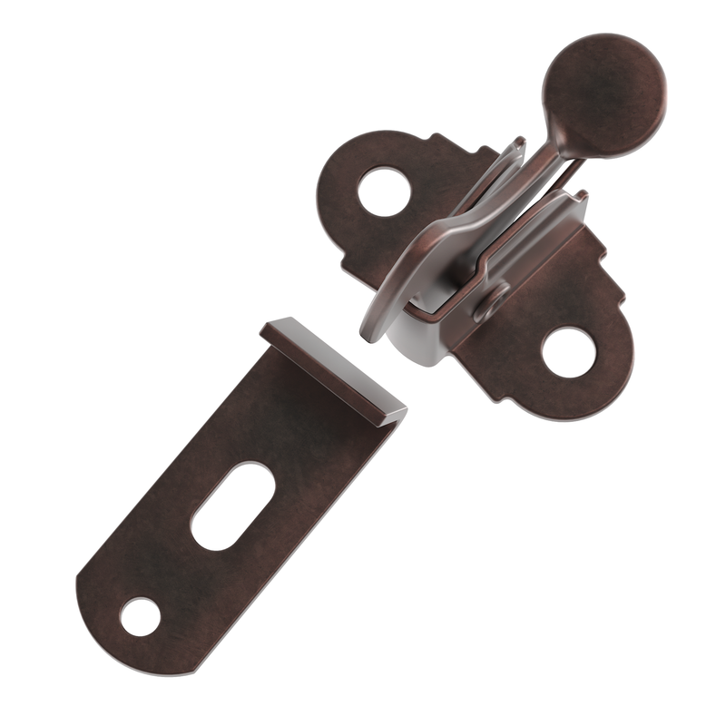 Antique Copper Finished Spring Action Elbow Door Latch with Catch