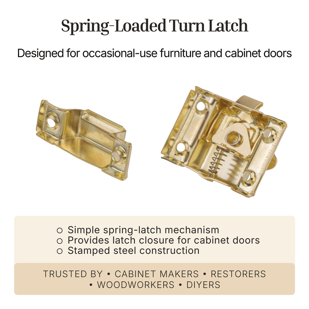 Nickel Plated Small Stamped Cabinet Latch - Antique Reproduction Oval Turn Latch | UA-141-LPN (4