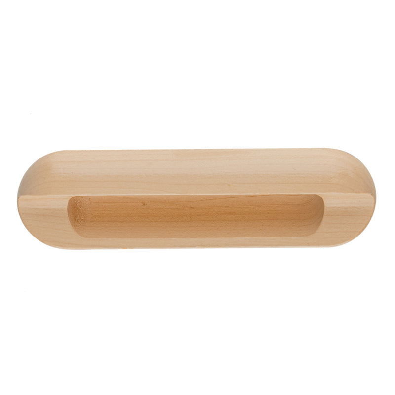 Natural Blond Wood Pocket Drawer Pull with Metal Inserts | Centers: 4"