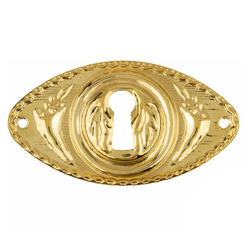 Oblong Stamped Brass Decorative Keyhole Cover | 2-1/2" x 1-3/8"