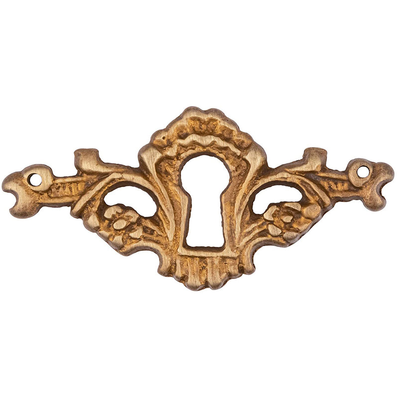 Victorian Antiqued Brass Decorative Keyhole Cover | 2-1/4" x 1-1/8"