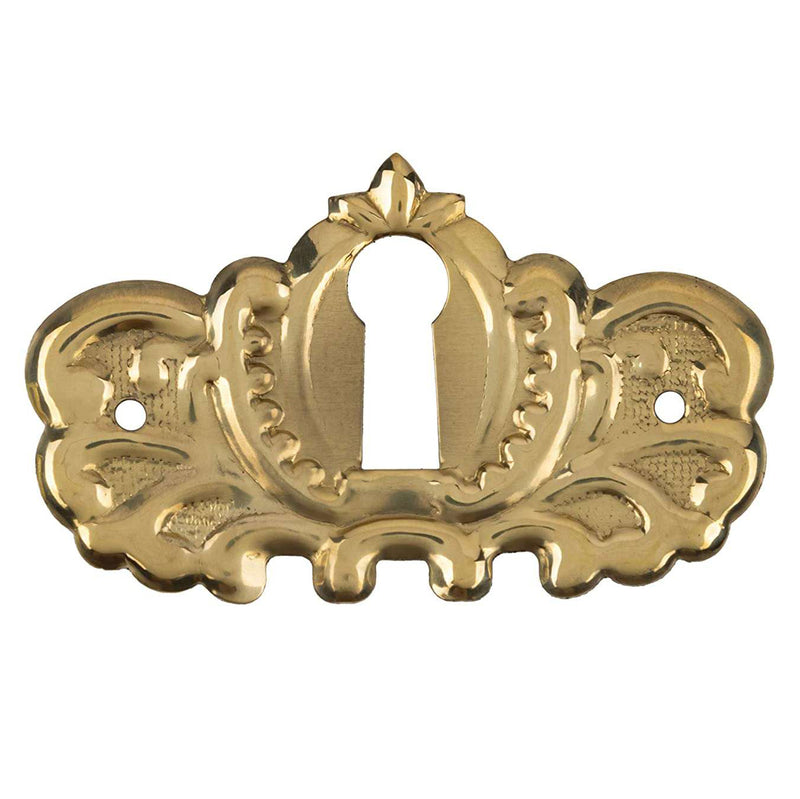 Ornate Stamped Brass Decorative Keyhole Cover | 1-7/8" x 1-1/8"