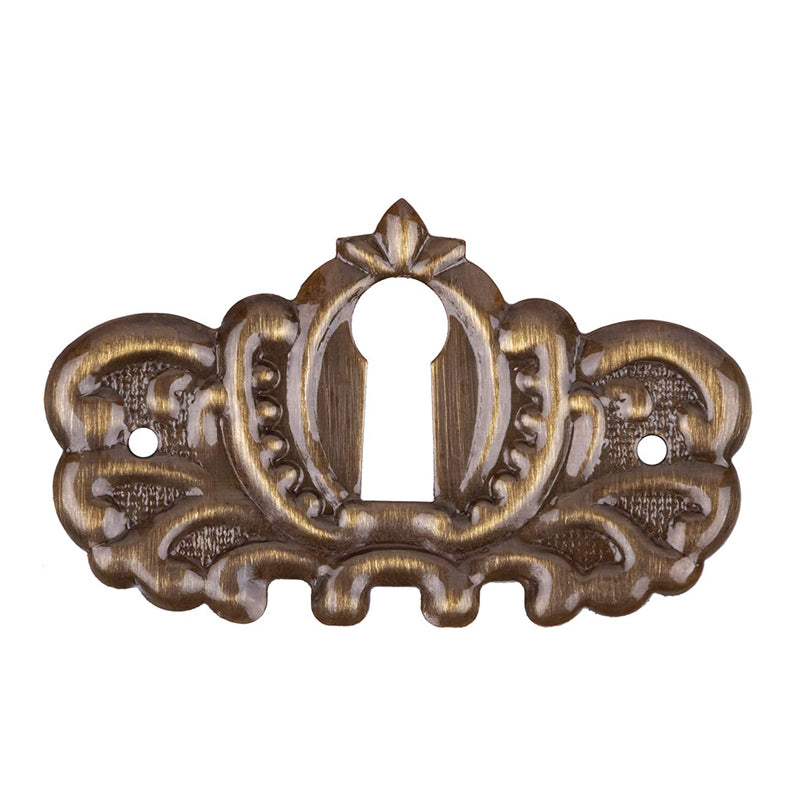 Ornate Antique Stamped Brass Decorative Keyhole Cover | 1-7/8" x 1-1/8"