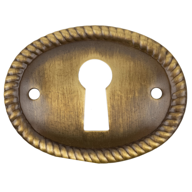 Oval Antique Brass Decorative Keyhole Cover | 1-1/8" x 1-1/2"