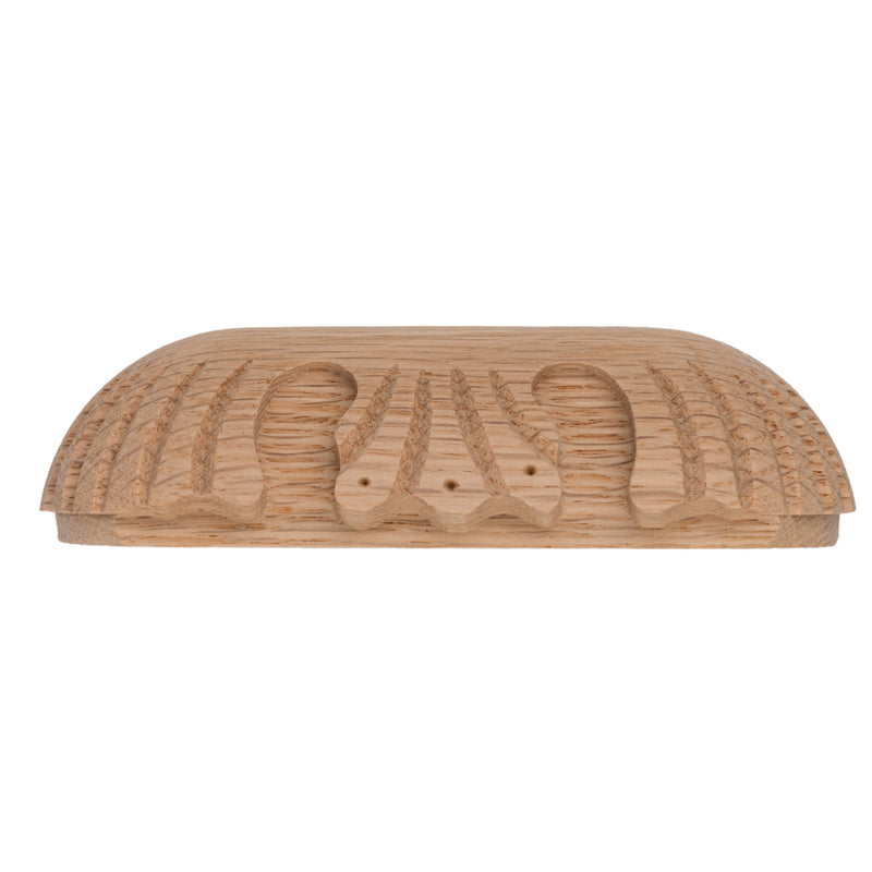 Carved Unfinished Oak Wood Drawer Pull | Centers: 3-1/2"