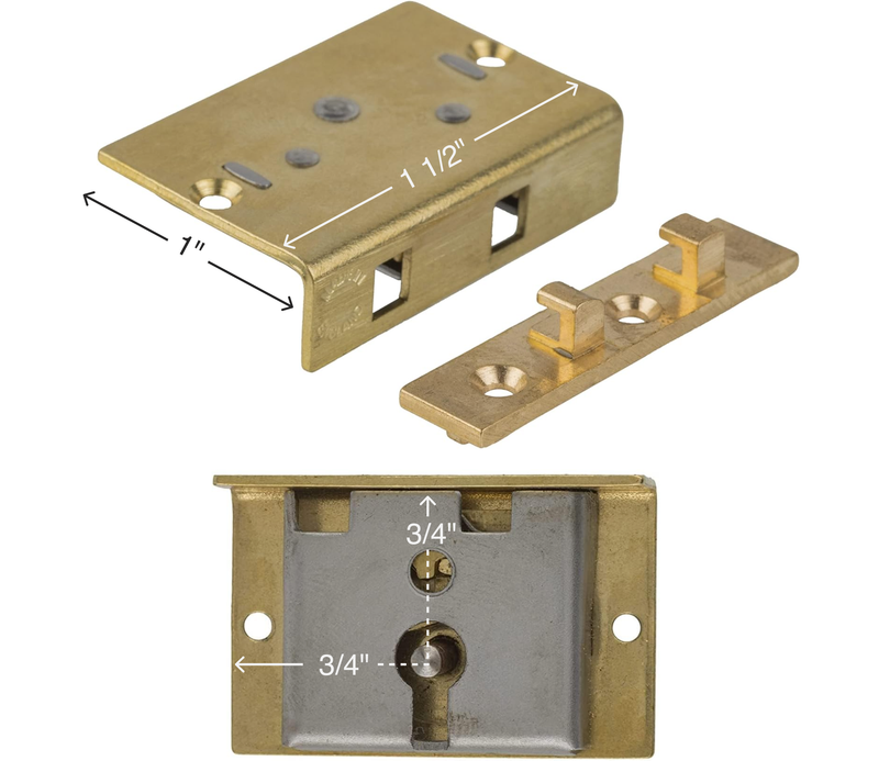 Small Brass Half Mortise Chest or Box Lock with Skeleton Key | Backset: 3/4"