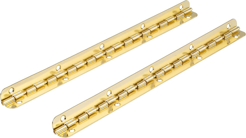 Brass Plated Piano Hinge | 90 Degree Stop | 7-1/2" Long