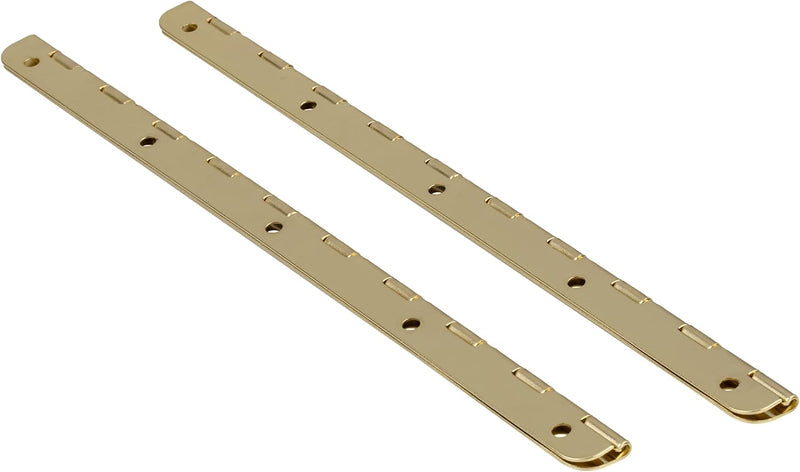 Brass Plated Piano Hinge | 90 Degree Stop | 7-1/2" Long