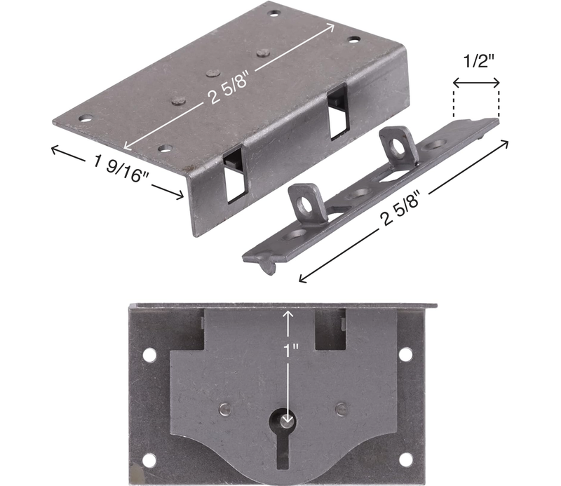 Small Half Mortise Steel Lock for Chest or Box Lid with Skeleton Key