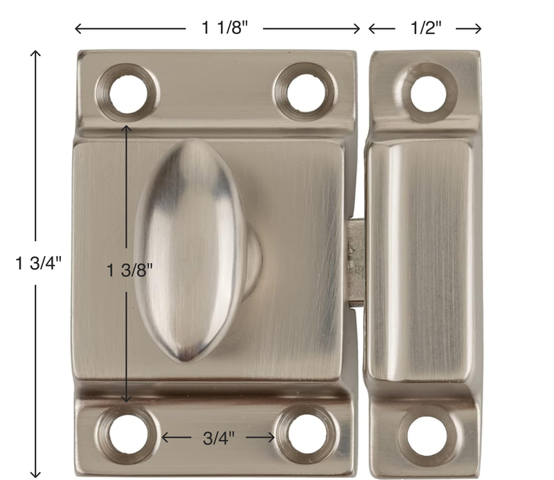 Classic Small Oval Turn Brushed Nickel Heavy Duty Cabinet Latch