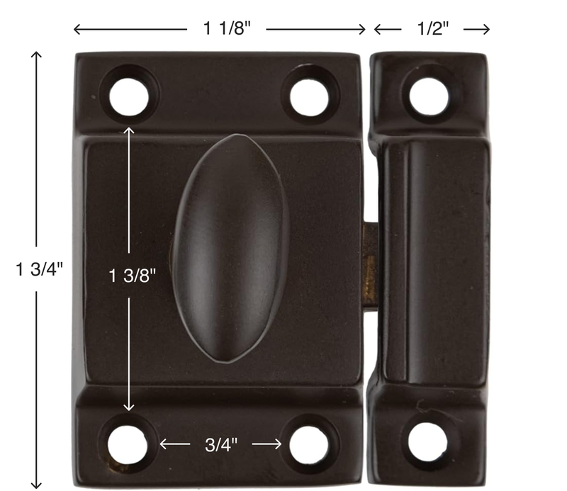 Classic Small Oval Turn Oil Rubbed Bronze Heavy Duty Cabinet Latch