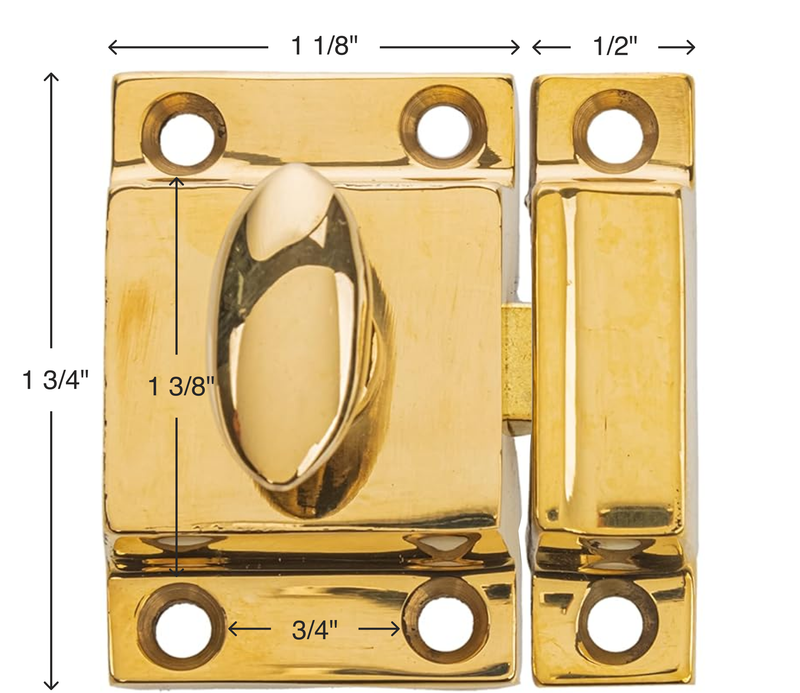 Classic Small Oval Turn Brass Heavy Duty Cabinet Latch