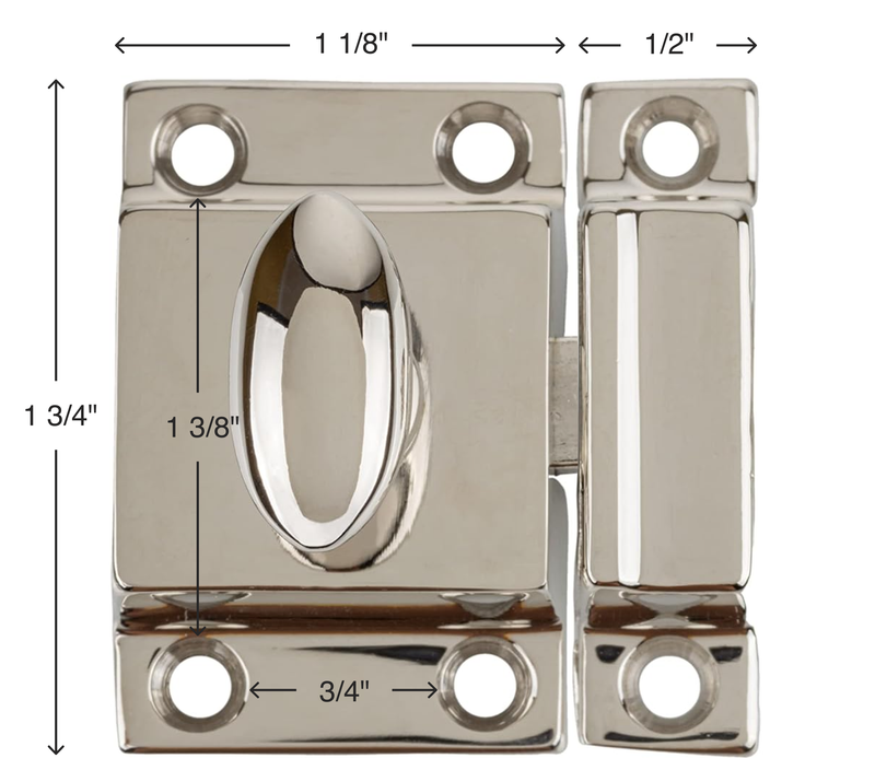 Classic Small Oval Turn Nickel Heavy Duty Cabinet Latch