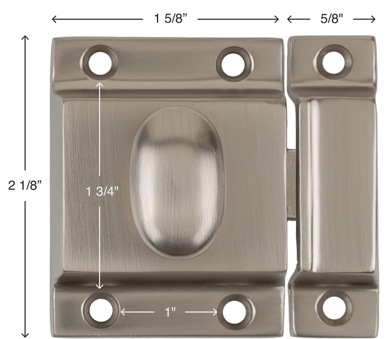 Classic Large Oval Turn Brushed Nickel Heavy Duty Cabinet Latch