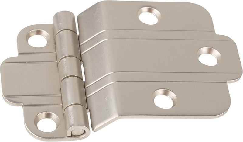 Brushed Nickel Plated Art Deco Offset Mount Hoosier Type Cabinet Hinge | 2 1/2" Wide x 1 1/2" High